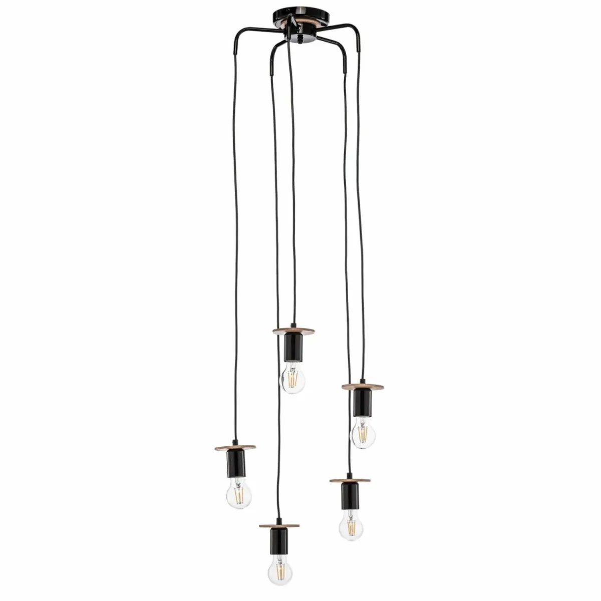 envostar_yorik_suspension__lampes_noirbois_clair_1.webp Online Envostar Yorik suspension 5 lampes noir/bois clair