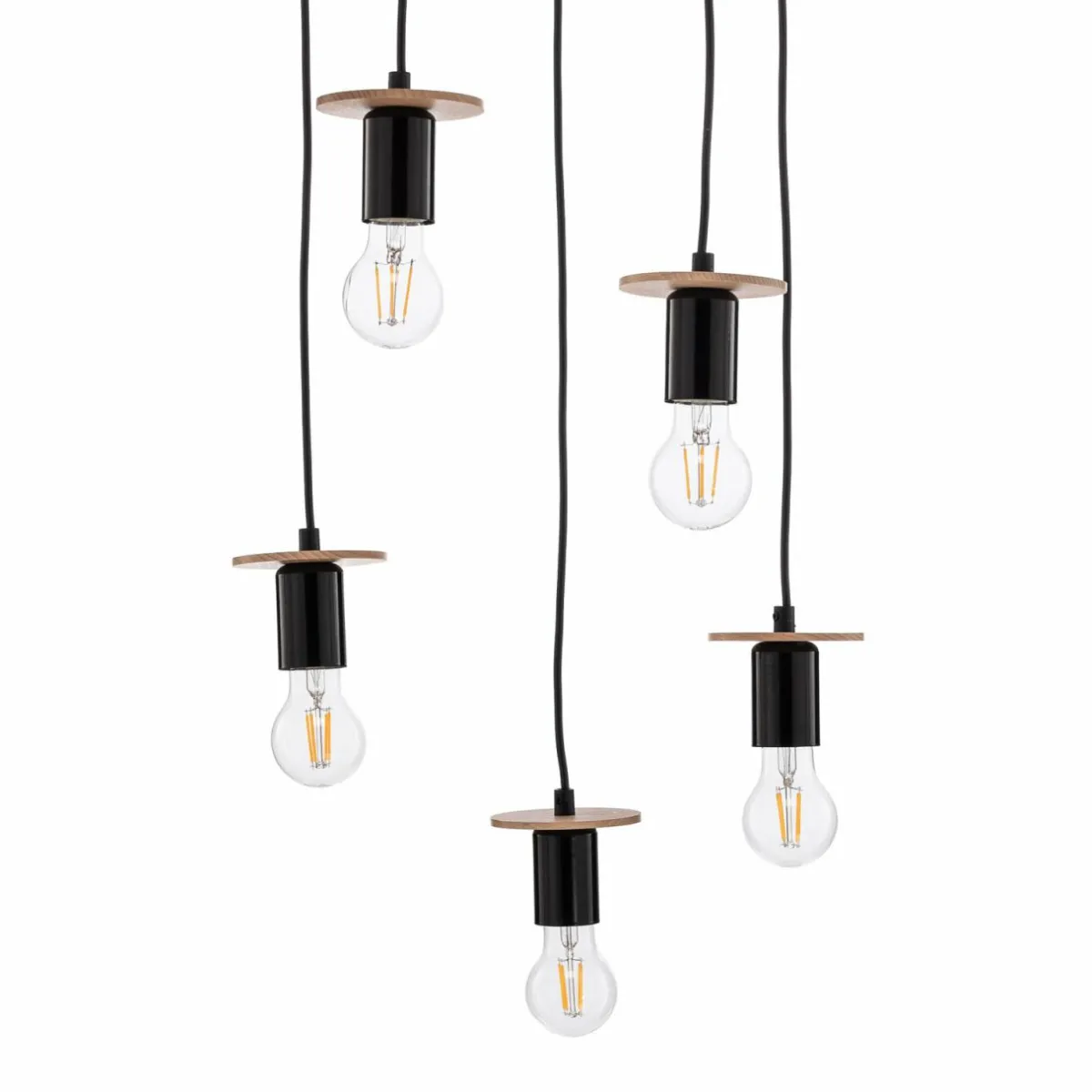 envostar_yorik_suspension__lampes_noirbois_clair_2.webp Online Envostar Yorik suspension 5 lampes noir/bois clair