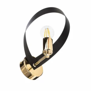 Store Euluna applique murale Petla, noir/or, métal, 23 cm