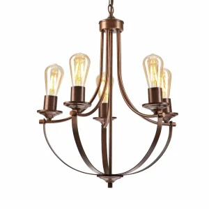 Shop Euluna Gina lustre en brun, à 5 lampes