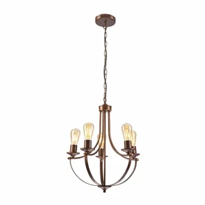 Shop Euluna Gina lustre en brun, à 5 lampes