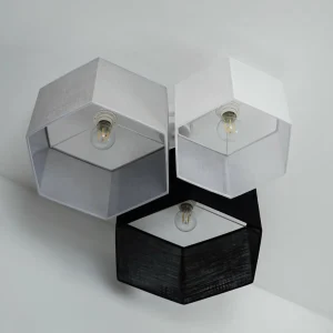 Store Euluna plafonnier Emil, textile noir/gris/blanc, 3 lampes