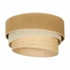 Sale Euluna plafonnier Trio Jute, brun naturel/blanc/raffia Ø 45 cm