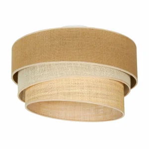 Sale Euluna plafonnier Trio Jute, brun naturel/blanc/raffia Ø 45 cm