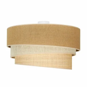 Best Euluna plafonnier Trio Jute, brun naturel/blanc/raffia Ø 60 cm