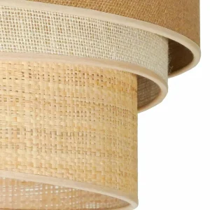 Sale Euluna plafonnier Trio Jute, brun naturel/blanc/raffia Ø 45 cm