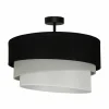Discount Euluna plafonnier Trio, noir/gris/blanc, textile, Ø 45 cm