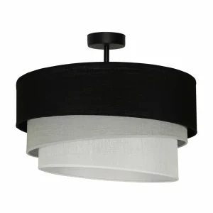 Discount Euluna plafonnier Trio, noir/gris/blanc, textile, Ø 45 cm