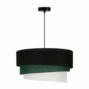 Hot Euluna suspension Trio, noir/vert/blanc, textile, Ø 45 cm