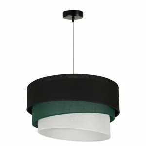 Hot Euluna suspension Trio, noir/vert/blanc, textile, Ø 45 cm