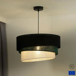 Hot Euluna suspension Trio, noir/vert/blanc, textile, Ø 45 cm