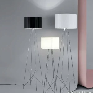Best Sale FLOS Ray F2 lampadaire, abat-jour noir, variateur