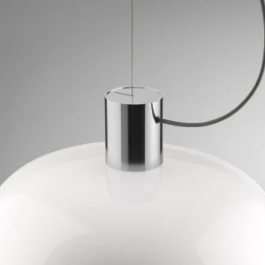 Sale FLOS Suspension Bellhop Glass S2, couleur aluminium, Ø 45 cm
