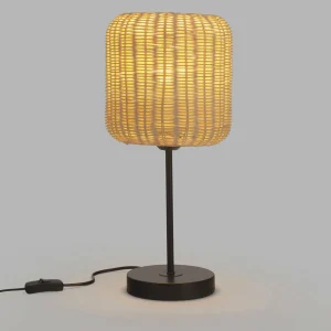 New Forlight lampe de table Cortic, marron clair, rotin, hauteur 41,5 cm