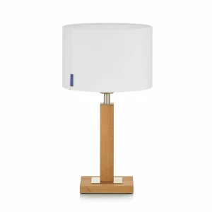 Best HerzBlut Lampe à poser Titos, bois, blanc, hauteur 43 cm, E27