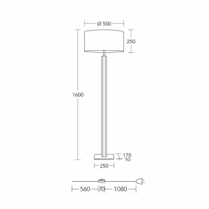 Fashion HerzBlut lampe sur pied Karl G, rond, bois/granit, blanc, E27