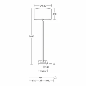 New HerzBlut Lampe sur pied Titos, bois, blanc, hauteur 160 cm, E27