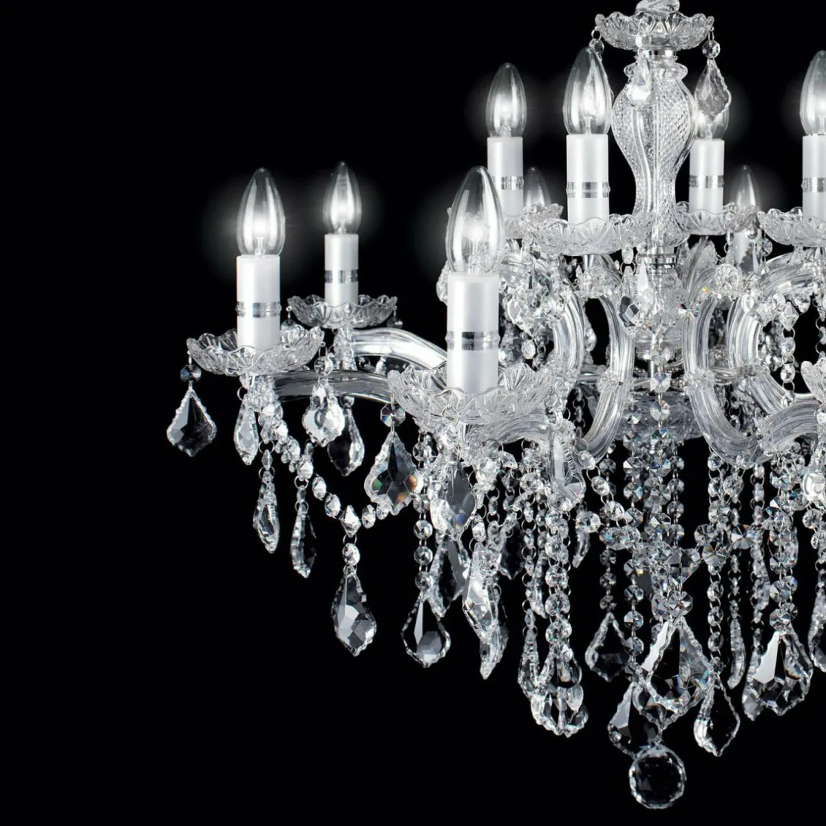 Shop Ideallux Ideal Lux Lustre Florian couleur chrome, cristal, 12flg.