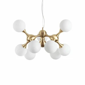 Best Ideallux Ideal Lux Nodi suspension à 9 lampes laiton/blanc