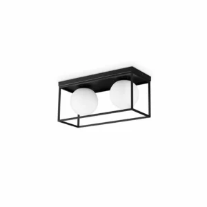 Clearance Ideallux Ideal Lux plafonnier Lingotto, à 2 lampes, noir, verre opalin