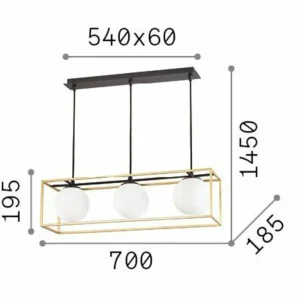Cheap Ideallux Ideal Lux Suspension Lingotto, 3 lampes, une cage, noir