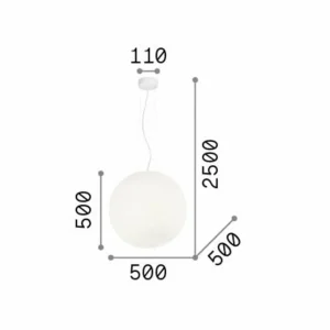 Outlet Ideallux Ideal Lux suspension Mapa, Ø 50 cm, verre opalin, sphère