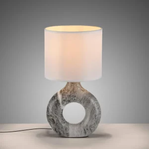 Fashion JUST LIGHT. Lampe à poser Carara, pied en céramique, gris