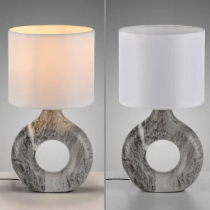 Fashion JUST LIGHT. Lampe à poser Carara, pied en céramique, gris