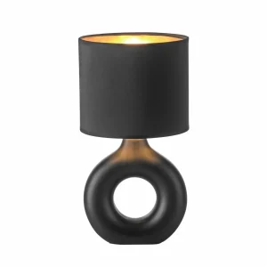 Hot JUST LIGHT. Lampe à poser Carara, pied en céramique, noir