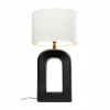 New KARE Lampe de table Tube, noir/blanc, textile de lin, hauteur 79 cm