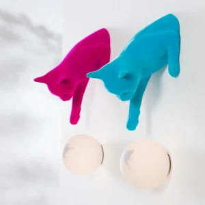 Online Karman Applique murale Maoo, céramique fuchsia, verre, figurine de chat