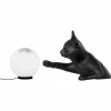 New Karman Lampe à poser Maoo, céramique noire, verre, figurine de chat