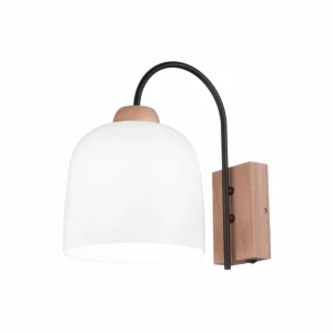 Outlet austrolux KOLARZ Applique murale Chalet, largeur 19 cm, blanc/brun, verre/bois