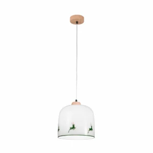 Clearance austrolux KOLARZ Suspension Chalet, blanc/vert cerf, Ø 25 cm, verre