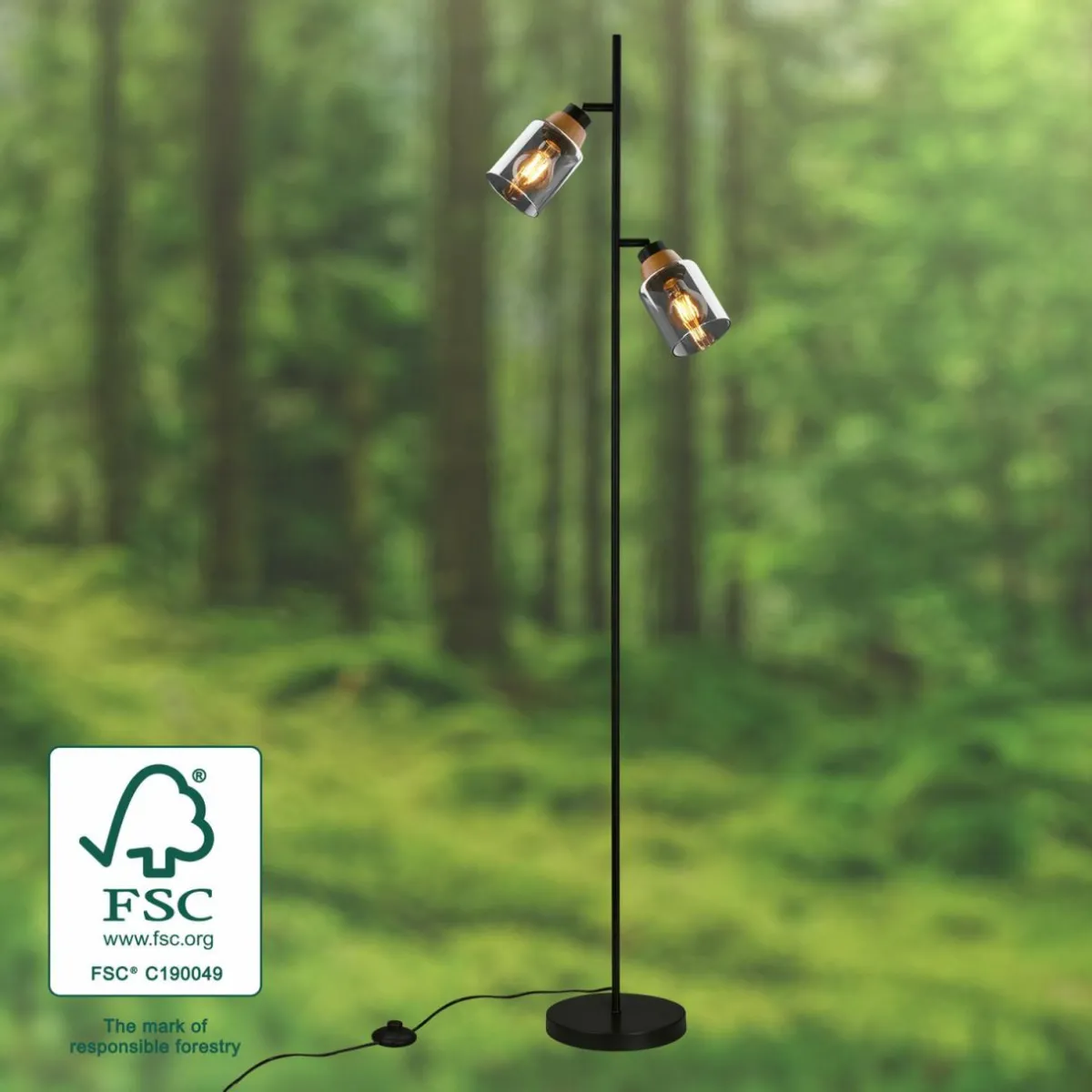 lampadaire____lampes_abatjour_verre_fum_2.webp New Briloner Lampadaire 1486025 à 2 lampes abat-jour verre fumé