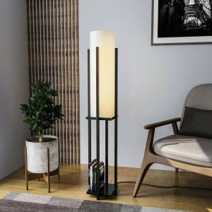 Fashion Opviq Lampadaire 8125, noir/blanc, métal/canvas, hauteur 130 cm