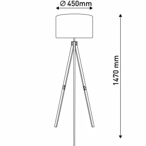 Flash Sale Näve Lampadaire 2072528, trépied bois, abat-jour tissu