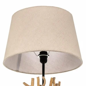 Discount ONLI Lampadaire Agar abat-jour tissu et élément bois