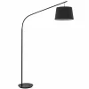 Fashion Ideallux Lampadaire arqué Daddi, abat-jour en tissu, noir