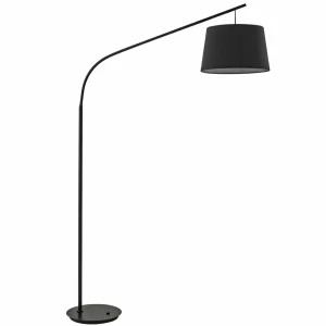 Fashion Ideallux Lampadaire arqué Daddi, abat-jour en tissu, noir