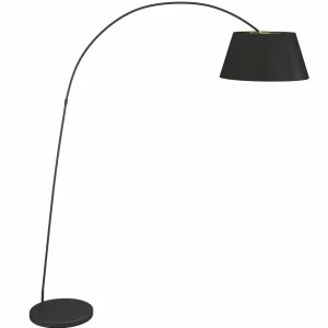 Cheap Lindby Lampadaire arqué Esti abat-jour tissu, noir-doré