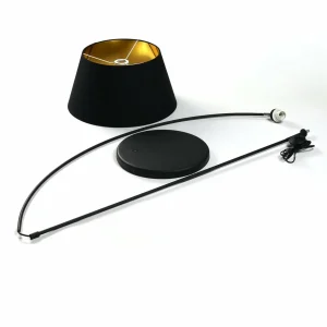 Cheap Lindby Lampadaire arqué Esti abat-jour tissu, noir-doré