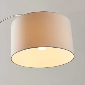 Fashion Lindby Lampadaire arqué Railyn, abat-jour blanc ancien