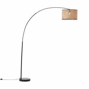 Cheap Brilliant Lampadaire arqué Wiley en rotin