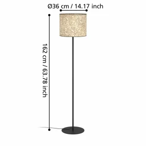 Sale EGLO Lampadaire Butterburn, hauteur 162 cm, beige/vert, métal/tissu