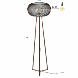 Online Zijlstra Lampadaire Copper Twist noir/cuivre 170 cm métal tripode