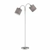Hot FISCHER & HONSEL Lampadaire Cozy, 2 lampes, chintz, nickel/gris
