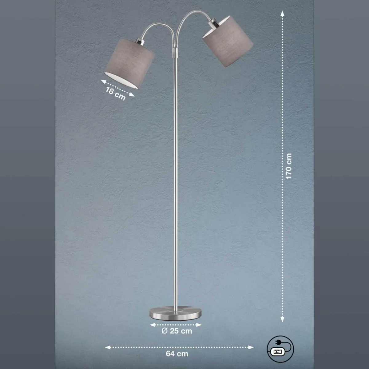lampadaire_cozy__lampes_chintz_nickelgris_3.webp Hot FISCHER & HONSEL Lampadaire Cozy, 2 lampes, chintz, nickel/gris