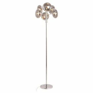 Discount Näve Lampadaire Explosion à 6 lampes, chromé/gris fumée