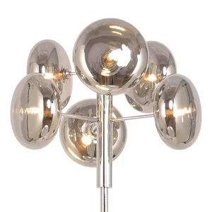 Discount Näve Lampadaire Explosion à 6 lampes, chromé/gris fumée